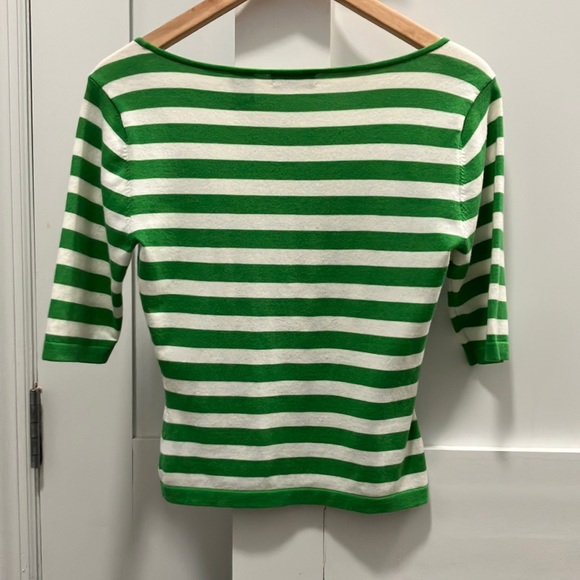 Y2K Vintage Moda International Striped Low Cut Scoop Neck Sweater Size S - Picture 3 of 7